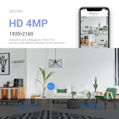 La caméra WiFi pour chien robot à double objectif ESCAM PT212 4MP prend en charge le stockage en nuage/audio bidirectionnel/vision nocturne, spécification : SE73031439-011